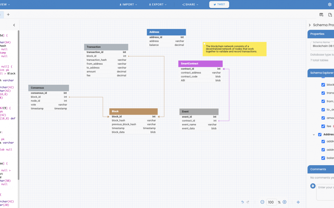 blockchain database schema